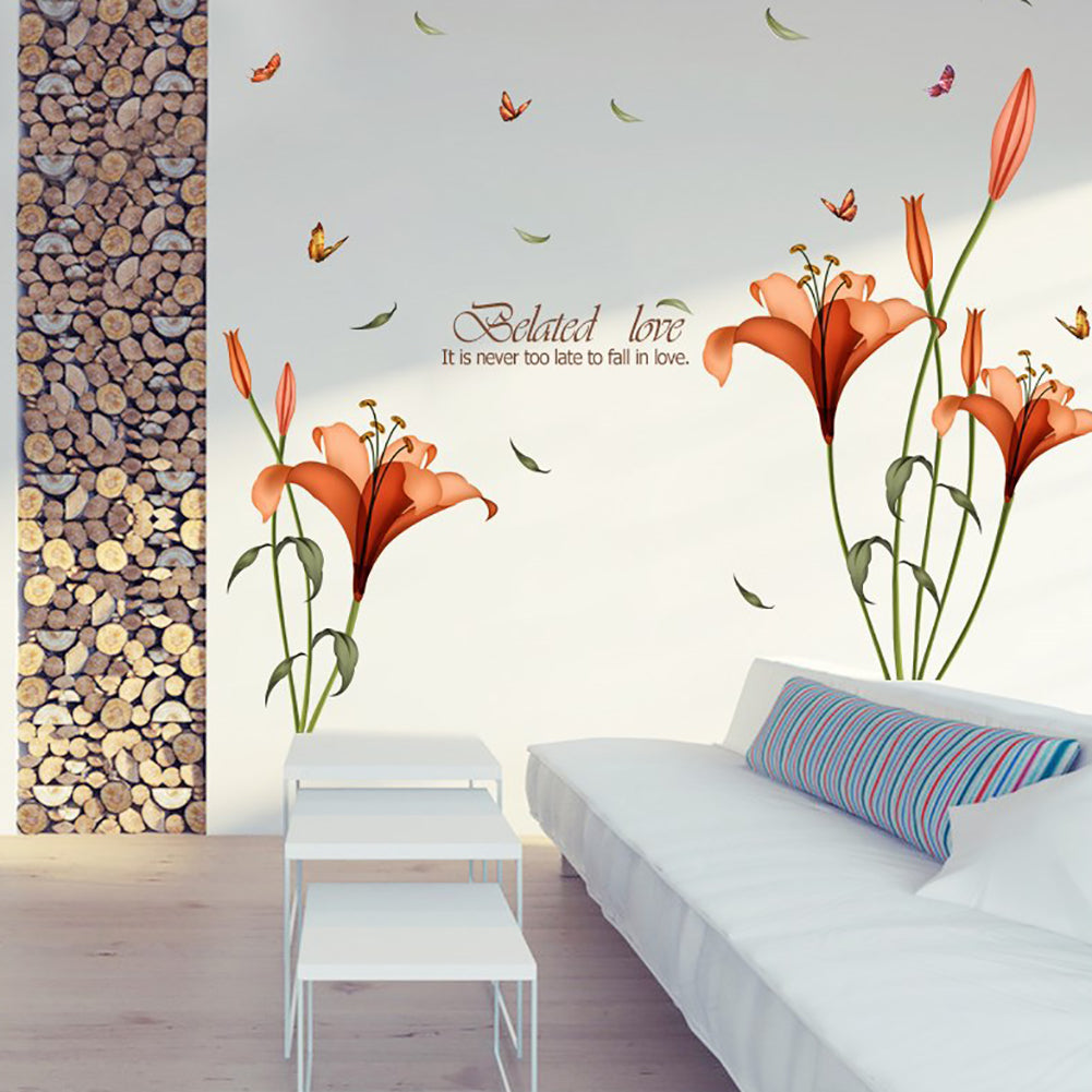 Fashion Flower Butterfly DIY Wall Sticker Bedroom Living Room Home Decoration