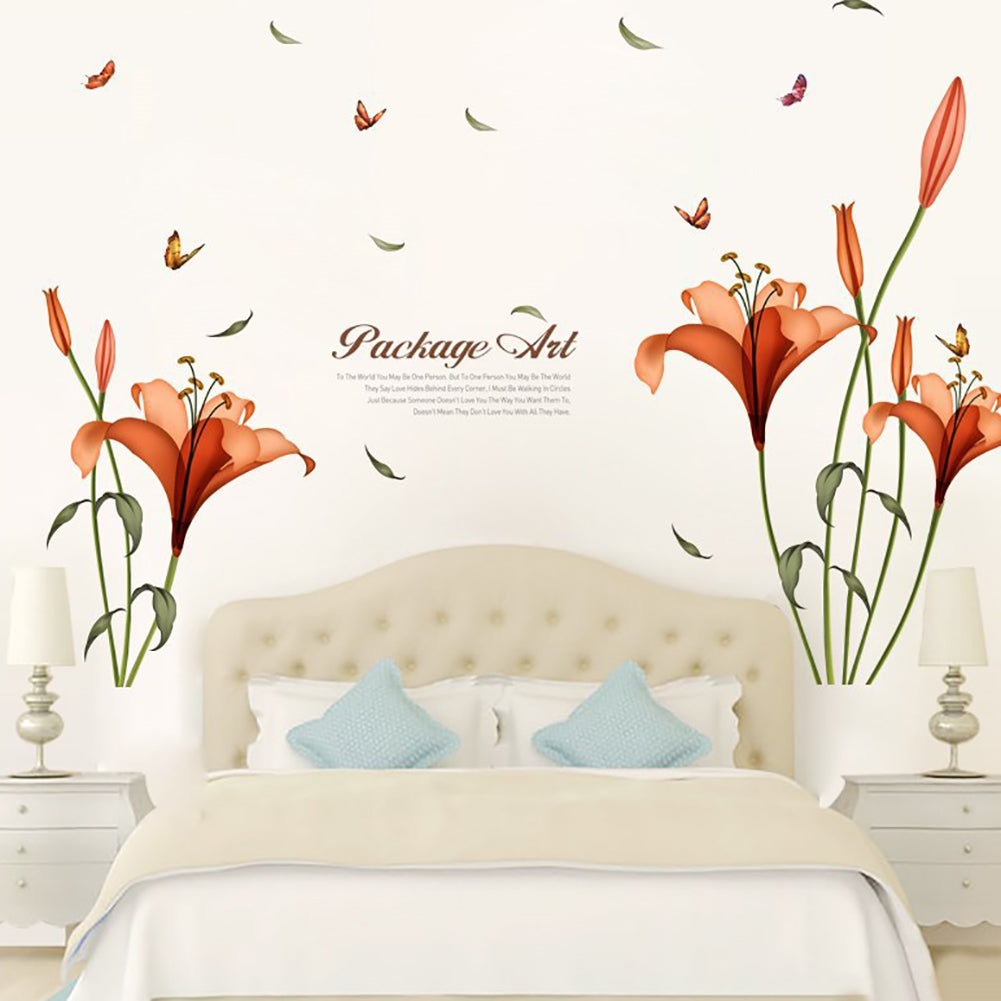 Fashion Flower Butterfly DIY Wall Sticker Bedroom Living Room Home Decoration