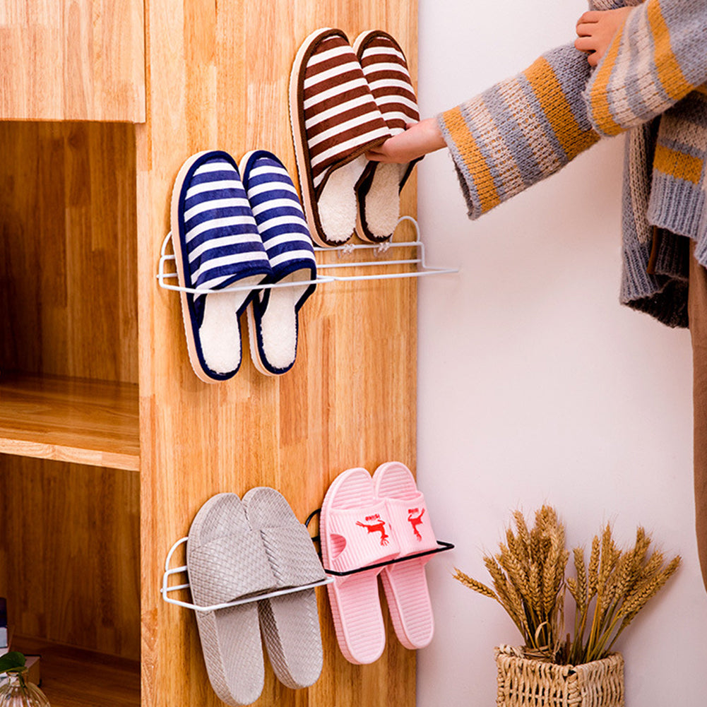 Wall Hanging Storage Rack Paste Household Shoes Slippers Suction Shelf Gift