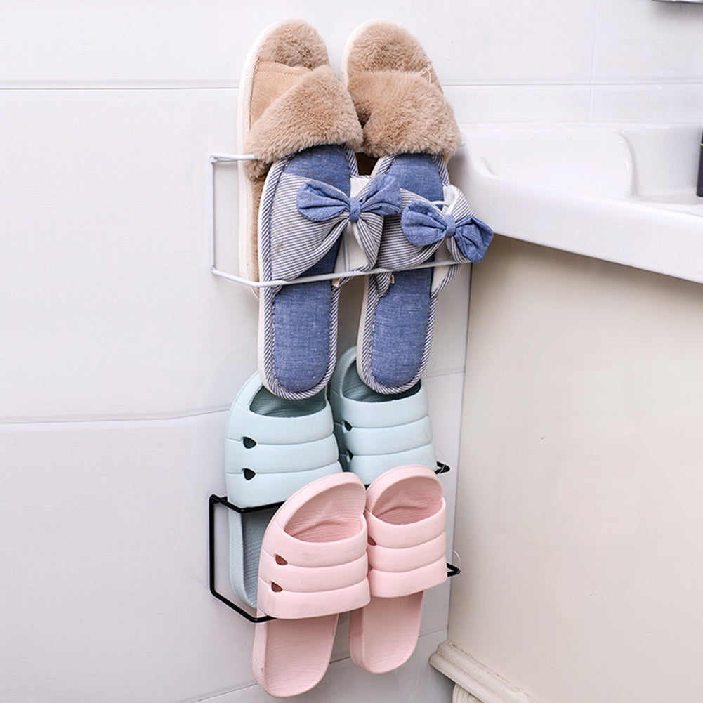 Wall Hanging Storage Rack Paste Household Shoes Slippers Suction Shelf Gift