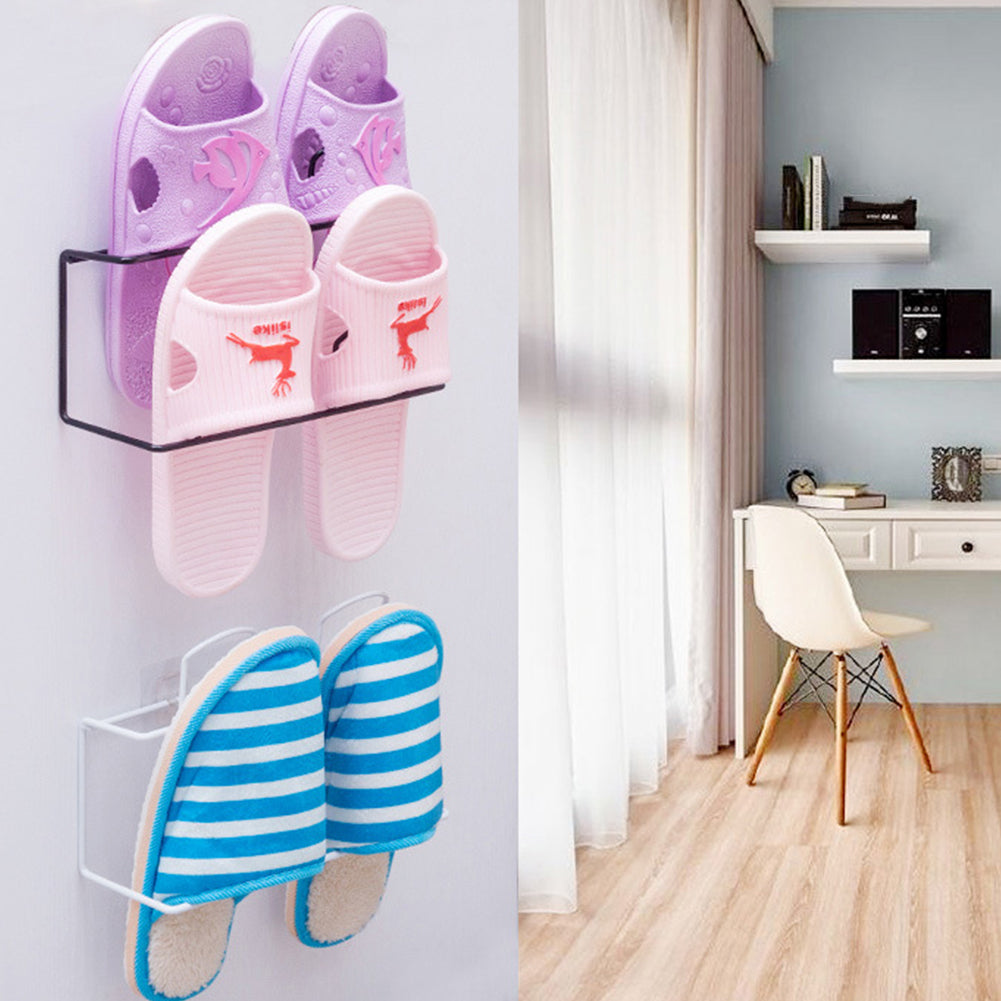 Wall Hanging Storage Rack Paste Household Shoes Slippers Suction Shelf Gift