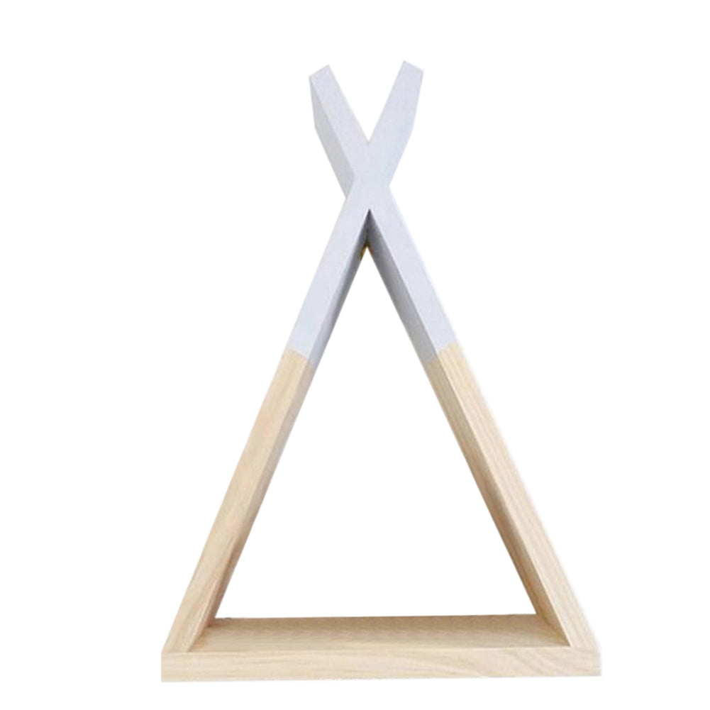 1Pc Wooden Triangle Wall Mounted Shelf Decor Storage Holder