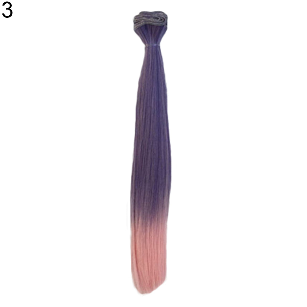 Gradient Long Straight Wig Synthetic Hair Extension Accessory for DIY BJD Doll