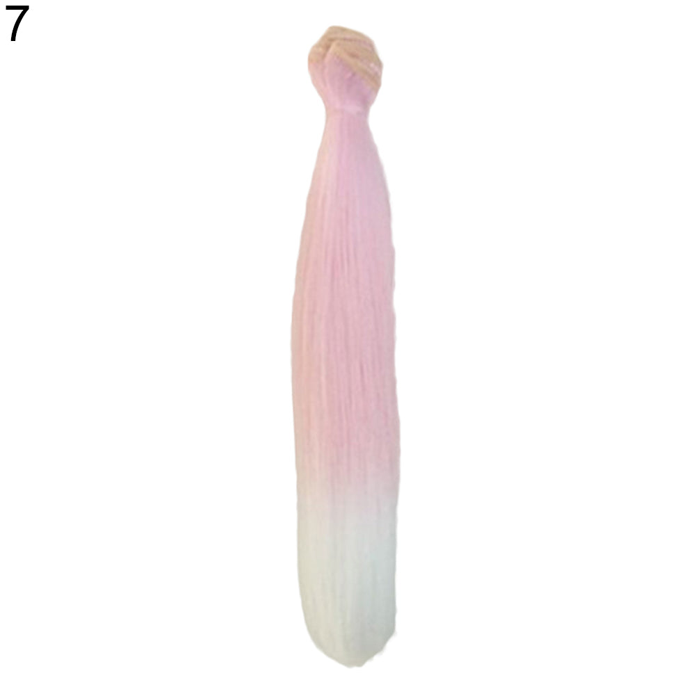 Gradient Long Straight Wig Synthetic Hair Extension Accessory for DIY BJD Doll