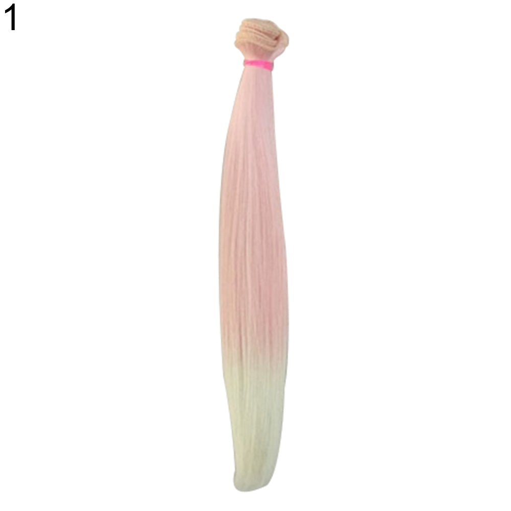 Gradient Long Straight Wig Synthetic Hair Extension Accessory for DIY BJD Doll