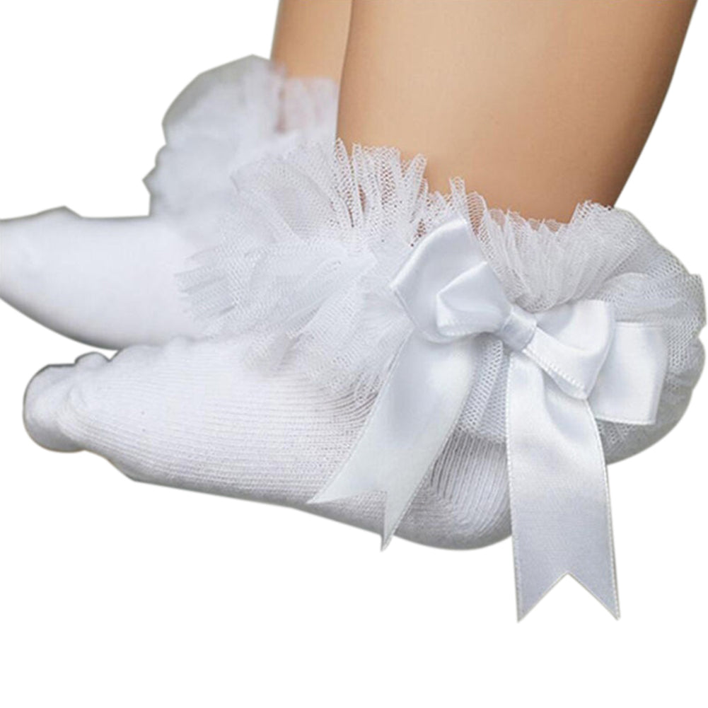 Toddler Socks Lace Poof Bows Cotton Breathable Casual Soft Sock