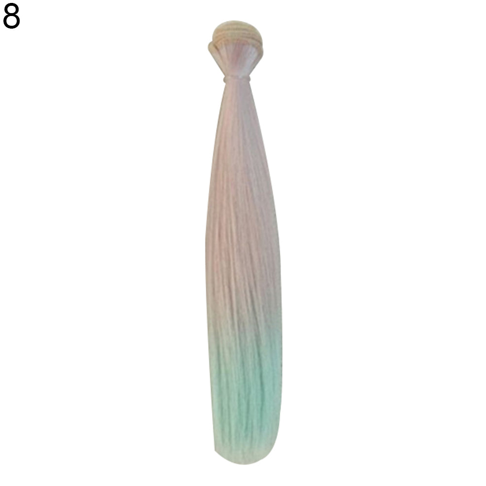 Gradient Long Straight Wig Synthetic Hair Extension Accessory for DIY BJD Doll