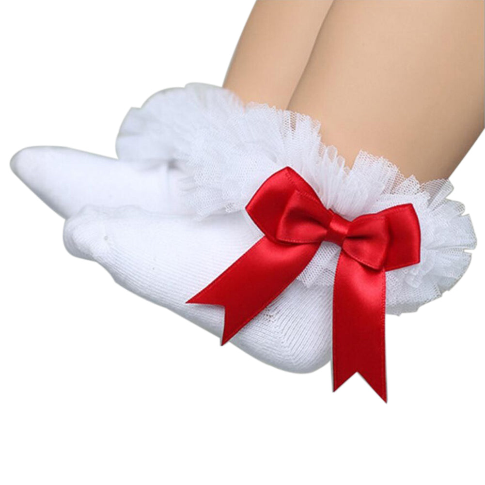 Toddler Socks Lace Poof Bows Cotton Breathable Casual Soft Sock