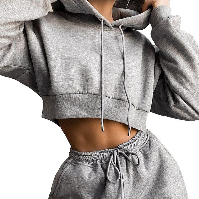 Tracksuit Women Two Piece Set Hoodies Sweatshirt + Sweatpants Jogger Pant Sportswear