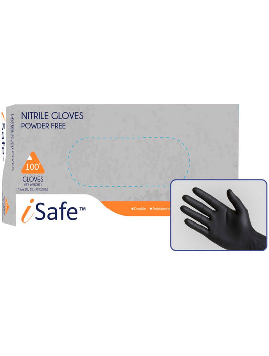 UniSafe Black 6 Mil Industrial Nitrile Gloves, Case, SIZE LARGE