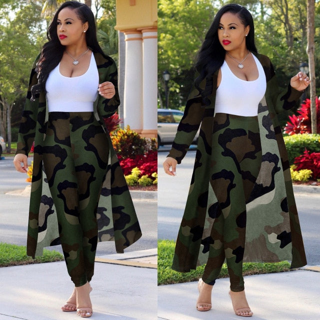 Women print long sleeve cardigan pants two piece set long cardigan pants 2 piece set