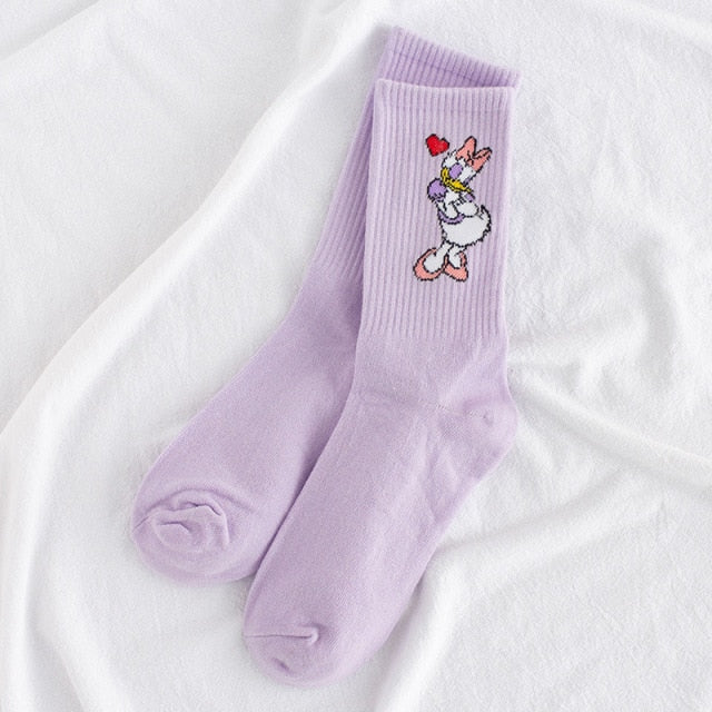 Disney cartoon Mickey Minnie Daisy Donald Duck cotton sweat-absorbent tube socks sports socks