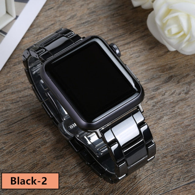 Ceramic Strap for Apple Watch Band 44 mm 40mm iwatch band 42mm 38mm Stainless steel buckle bracelet Apple watch 5 4 3 38 42 44mm