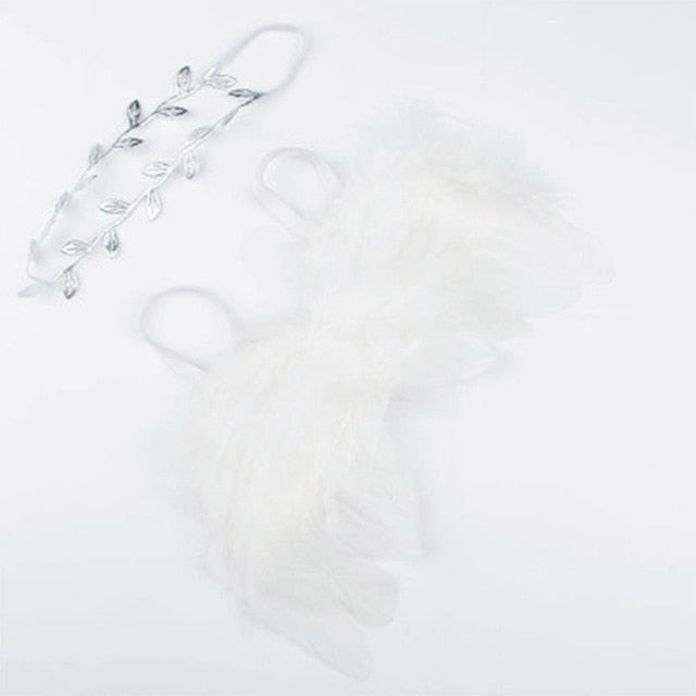 Newborn Photography Props White Angel Wing Baby Photos Props Feather Wing Girls Hair Kids Baby Photography Hair Accessories