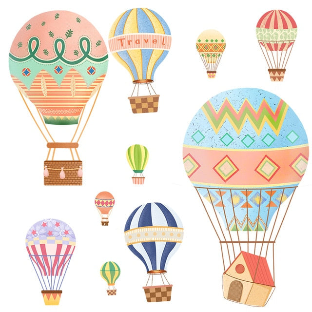 Hot Air Balloon Wall Stickers Animals Kids room Baby Nursery Room Decoration Wall Decals Eco-friendly Art Vinyl Murals