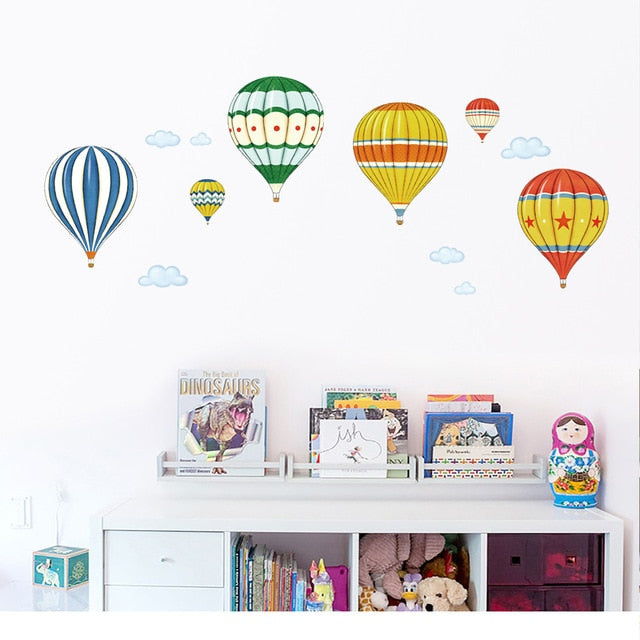 Hot Air Balloon Wall Stickers Animals Kids room Baby Nursery Room Decoration Wall Decals Eco-friendly Art Vinyl Murals