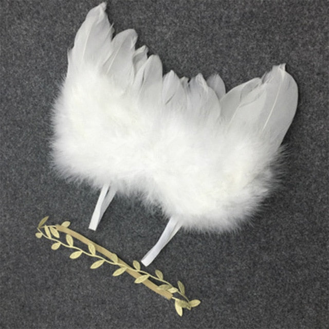 Newborn Photography Props White Angel Wing Baby Photos Props Feather Wing Girls Hair Kids Baby Photography Hair Accessories