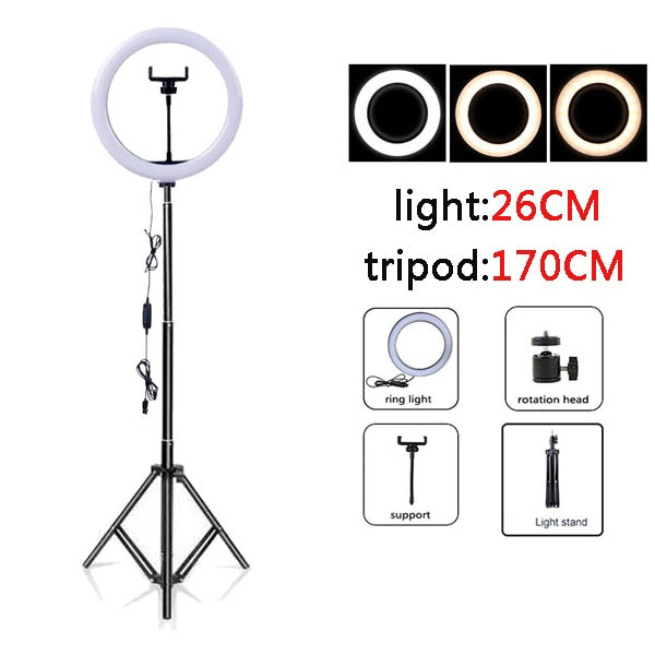 Selfie Ring Light with Tripod Stand for Phone Photo Shoot Ringlight Led Ring Lamp Circle Vlog Right Ringht Light Ringlamp