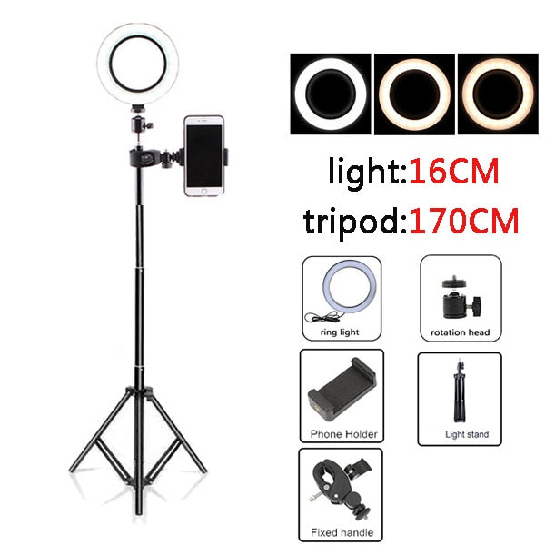 Selfie Ring Light with Tripod Stand for Phone Photo Shoot Ringlight Led Ring Lamp Circle Vlog Right Ringht Light Ringlamp