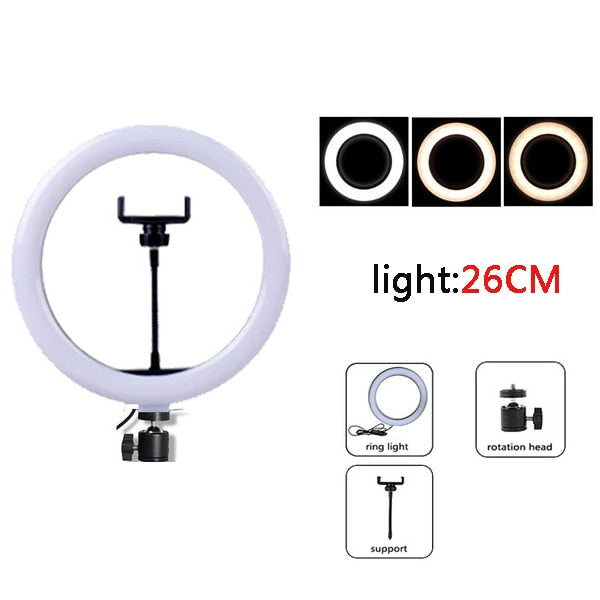 Selfie Ring Light with Tripod Stand for Phone Photo Shoot Ringlight Led Ring Lamp Circle Vlog Right Ringht Light Ringlamp