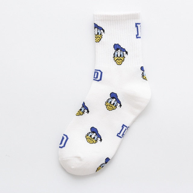 Disney cartoon Mickey Minnie Daisy Donald Duck cotton sweat-absorbent tube socks sports socks